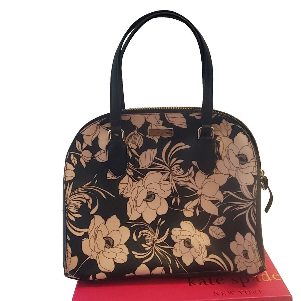 Kate Spade Bag Floral Black Pink Large Laurel Way Gardenia Reiley Satchel